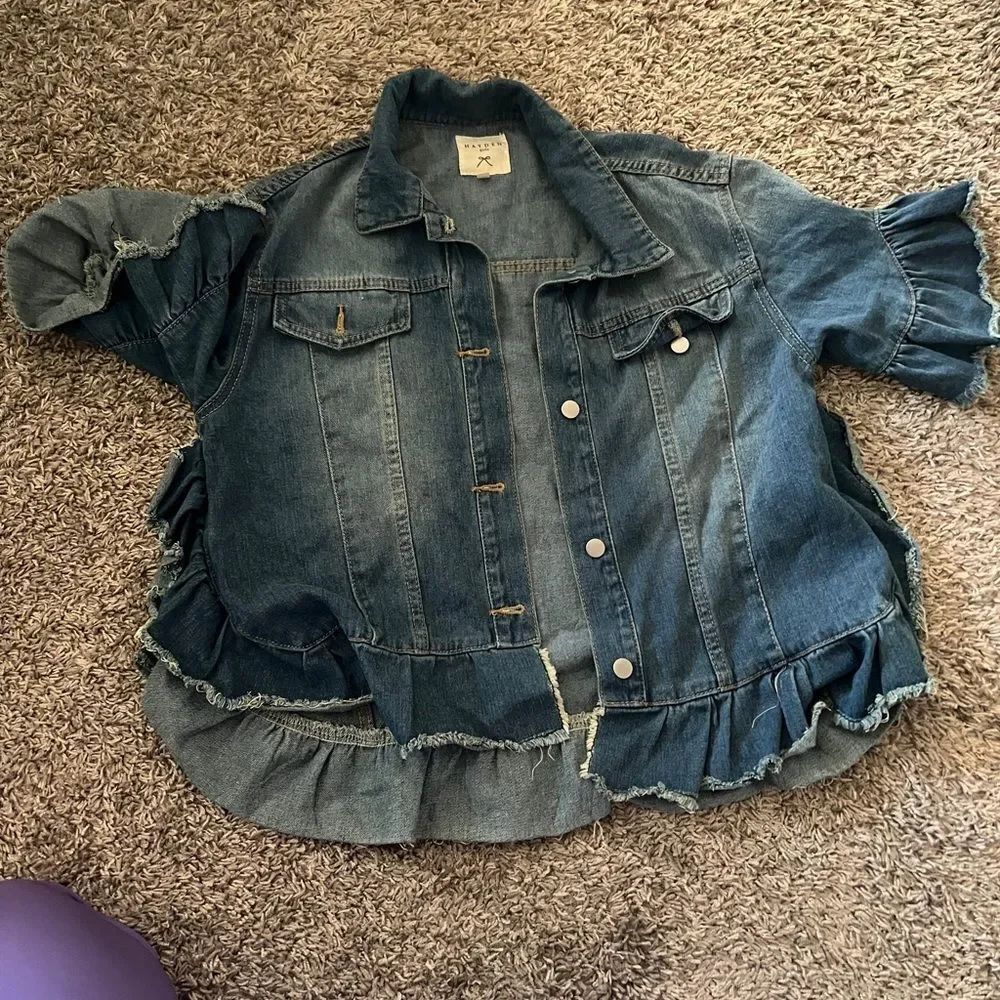 Denim Ruffle Hem Jacket